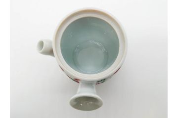 須田菁華　九谷焼　呉須赤絵　赤玉　鮮やかな色合いに気分も華やぐ急須(花、和食器、水注、茶道具、煎茶、茶器、水指、水差、共箱付き、ウコン布付き)(R-081325)
