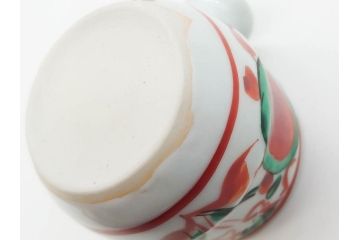 須田菁華　九谷焼　呉須赤絵　赤玉　鮮やかな色合いに気分も華やぐ急須(花、和食器、水注、茶道具、煎茶、茶器、水指、水差、共箱付き、ウコン布付き)(R-081325)
