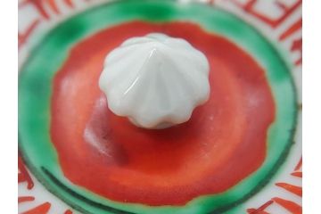須田菁華　九谷焼　呉須赤絵　赤玉　鮮やかな色合いに気分も華やぐ急須(花、和食器、水注、茶道具、煎茶、茶器、水指、水差、共箱付き、ウコン布付き)(R-081325)