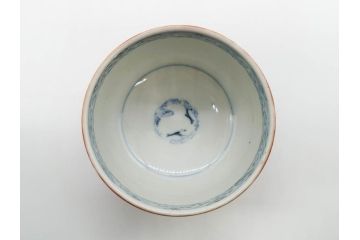 江戸期　古伊万里　赤絵　金彩　鮮やかな色彩が目を引く湯呑み5客セット(鳳凰、松竹梅、湯のみ、ぐい呑み、煎茶、茶器、和食器)(R-081328)