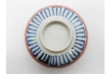江戸期　古伊万里　赤絵　金彩　鮮やかな色彩が目を引く湯呑み5客セット(鳳凰、松竹梅、湯のみ、ぐい呑み、煎茶、茶器、和食器)(R-081328)