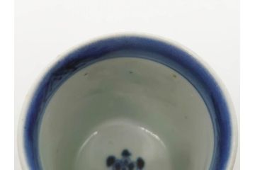 江戸期　古伊万里　染付　松竹梅　蛸唐草　細かなデザインが美しい猪口5客セット(竹筒形、蕎麦猪口、酒器、おちょこ、御猪口、湯呑み、湯のみ、和食器)(R-081329)