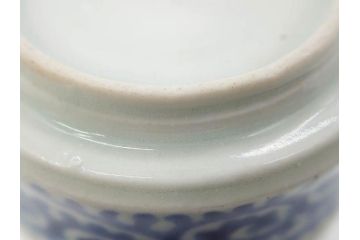 江戸期　古伊万里　染付　松竹梅　蛸唐草　細かなデザインが美しい猪口5客セット(竹筒形、蕎麦猪口、酒器、おちょこ、御猪口、湯呑み、湯のみ、和食器)(R-081329)
