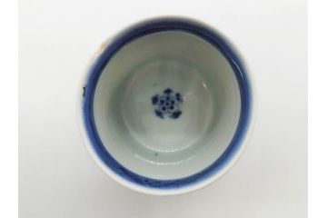 江戸期　古伊万里　染付　松竹梅　蛸唐草　細かなデザインが美しい猪口5客セット(竹筒形、蕎麦猪口、酒器、おちょこ、御猪口、湯呑み、湯のみ、和食器)(R-081329)