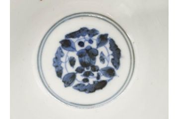 江戸期　古伊万里　青磁　染付　約12cm　3.9寸　爽やかな色合いが美しい蓋付き茶碗3客セット(菱文様、植物、蓋茶碗、どんぶり、和食器、三寸九分)(R-081330)