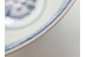 江戸期　古伊万里　青磁　染付　約12cm　3.9寸　爽やかな色合いが美しい蓋付き茶碗3客セット(菱文様、植物、蓋茶碗、どんぶり、和食器、三寸九分)(R-081330)