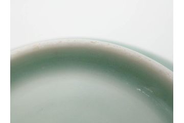 江戸期　古伊万里　青磁　染付　約12cm　3.9寸　爽やかな色合いが美しい蓋付き茶碗3客セット(菱文様、植物、蓋茶碗、どんぶり、和食器、三寸九分)(R-081330)