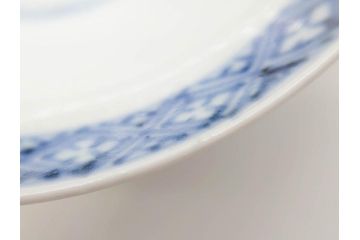 江戸期　古伊万里　青磁　染付　約12cm　3.9寸　爽やかな色合いが美しい蓋付き茶碗3客セット(菱文様、植物、蓋茶碗、どんぶり、和食器、三寸九分)(R-081330)