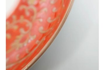 江戸期　古伊万里　赤絵　金彩　約12cm　3.9寸　食卓を華やいだ雰囲気に演出する小皿5枚セット(寿字、菊唐草文、吉祥文様、銘々皿、和皿、和食器、三寸九分)(R-081331)