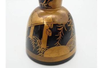 時代物　和楽器　上品な佇まいの鼓胴(金蒔絵、植物、風景、木製、漆、つづみ、打楽器、雅楽、能楽)(R-081333)