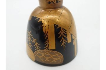 時代物　和楽器　上品な佇まいの鼓胴(金蒔絵、植物、風景、木製、漆、つづみ、打楽器、雅楽、能楽)(R-081333)