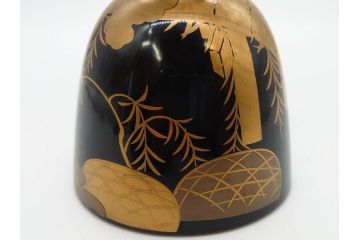 時代物　和楽器　上品な佇まいの鼓胴(金蒔絵、植物、風景、木製、漆、つづみ、打楽器、雅楽、能楽)(R-081333)