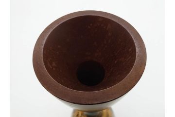 時代物　和楽器　上品な佇まいの鼓胴(金蒔絵、植物、風景、木製、漆、つづみ、打楽器、雅楽、能楽)(R-081333)