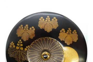 時代物　木製　蒔絵　菊桐紋　高い品格を感じる四段丸重箱(金彩、丸形、桜、花、お重、漆器、漆芸、和食器)(R-081338)