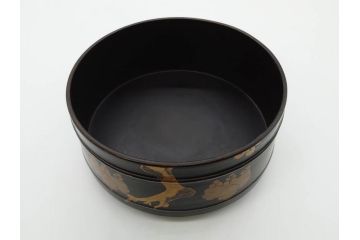 時代物　木製　蒔絵　菊桐紋　高い品格を感じる四段丸重箱(金彩、丸形、桜、花、お重、漆器、漆芸、和食器)(R-081338)