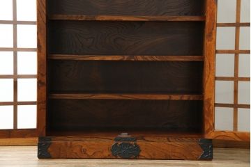 中古　特注!!　岩谷堂箪笥　格子扉　和モダンテイストのお部屋づくりに取り入れたい収納棚(戸棚、キャビネット、飾り棚、陳列棚)(R-081340)