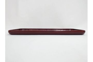 博古堂　鎌倉彫　桜花筏流水文　美麗な彫刻が目を引く長方盆(トレイ、トレー、漆器、漆芸、木製、お盆、共箱付き)(R-081346)