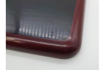 博古堂　鎌倉彫　桜花筏流水文　美麗な彫刻が目を引く長方盆(トレイ、トレー、漆器、漆芸、木製、お盆、共箱付き)(R-081346)