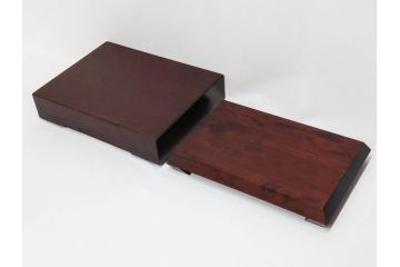 北海道民芸家具　シックな色合いが魅力の書類箱&花台(木製、文箱、手許箱、収納箱、飾り台、陳列台、ディスプレイ台)(R-081347)