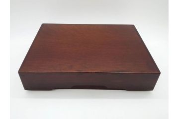 北海道民芸家具　シックな色合いが魅力の書類箱&花台(木製、文箱、手許箱、収納箱、飾り台、陳列台、ディスプレイ台)(R-081347)