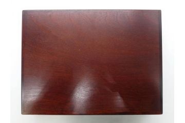 北海道民芸家具　シックな色合いが魅力の書類箱&花台(木製、文箱、手許箱、収納箱、飾り台、陳列台、ディスプレイ台)(R-081347)