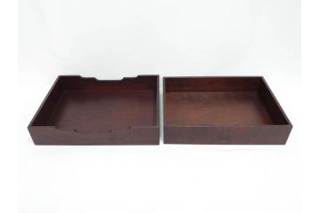 北海道民芸家具　シックな色合いが魅力の書類箱&花台(木製、文箱、手許箱、収納箱、飾り台、陳列台、ディスプレイ台)(R-081347)
