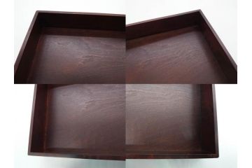 北海道民芸家具　シックな色合いが魅力の書類箱&花台(木製、文箱、手許箱、収納箱、飾り台、陳列台、ディスプレイ台)(R-081347)