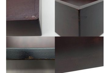 北海道民芸家具　シックな色合いが魅力の書類箱&花台(木製、文箱、手許箱、収納箱、飾り台、陳列台、ディスプレイ台)(R-081347)