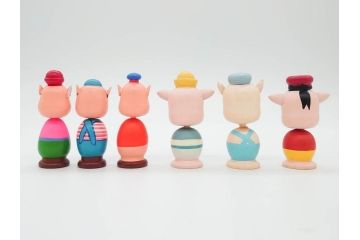 ビンテージ　ディズニー　心が和むまんがこけし52点セット(ヴィンテージ、木製人形、ミッキー、シンデレラ、ダンボ、わんわん物語、ピノキオ、ドナルド、デイジー、三匹の子ぶた)(R-081349)
