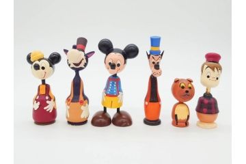 ビンテージ　ディズニー　心が和むまんがこけし52点セット(ヴィンテージ、木製人形、ミッキー、シンデレラ、ダンボ、わんわん物語、ピノキオ、ドナルド、デイジー、三匹の子ぶた)(R-081349)