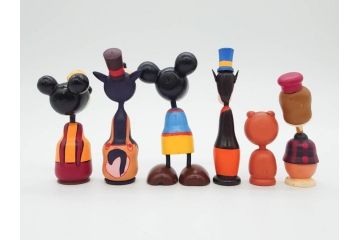 ビンテージ　ディズニー　心が和むまんがこけし52点セット(ヴィンテージ、木製人形、ミッキー、シンデレラ、ダンボ、わんわん物語、ピノキオ、ドナルド、デイジー、三匹の子ぶた)(R-081349)