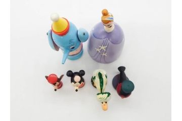 ビンテージ　ディズニー　心が和むまんがこけし52点セット(ヴィンテージ、木製人形、ミッキー、シンデレラ、ダンボ、わんわん物語、ピノキオ、ドナルド、デイジー、三匹の子ぶた)(R-081349)