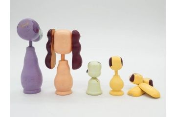 ビンテージ　ディズニー　心が和むまんがこけし52点セット(ヴィンテージ、木製人形、ミッキー、シンデレラ、ダンボ、わんわん物語、ピノキオ、ドナルド、デイジー、三匹の子ぶた)(R-081349)