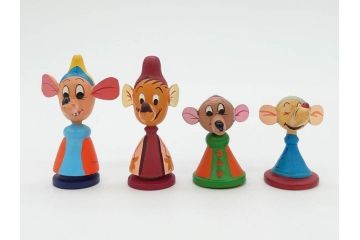 ビンテージ　ディズニー　心が和むまんがこけし52点セット(ヴィンテージ、木製人形、ミッキー、シンデレラ、ダンボ、わんわん物語、ピノキオ、ドナルド、デイジー、三匹の子ぶた)(R-081349)