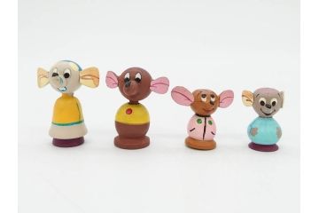 ビンテージ　ディズニー　心が和むまんがこけし52点セット(ヴィンテージ、木製人形、ミッキー、シンデレラ、ダンボ、わんわん物語、ピノキオ、ドナルド、デイジー、三匹の子ぶた)(R-081349)