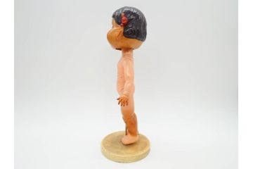 不二家　マスダヤ　木製台座　高さ 約38cm　レトロな雰囲気のペコちゃん人形(着せ替え、首振り、増田屋、玩具)(R-081350)