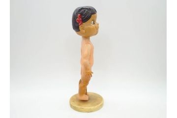 不二家　マスダヤ　木製台座　高さ 約38cm　レトロな雰囲気のペコちゃん人形(着せ替え、首振り、増田屋、玩具)(R-081350)
