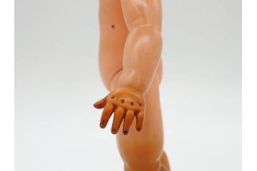 不二家　マスダヤ　木製台座　高さ 約38cm　レトロな雰囲気のペコちゃん人形(着せ替え、首振り、増田屋、玩具)(R-081350)