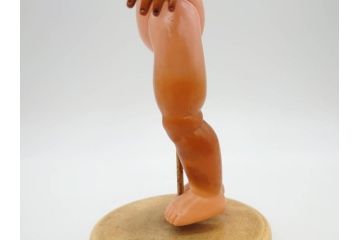 不二家　マスダヤ　木製台座　高さ 約38cm　レトロな雰囲気のペコちゃん人形(着せ替え、首振り、増田屋、玩具)(R-081350)