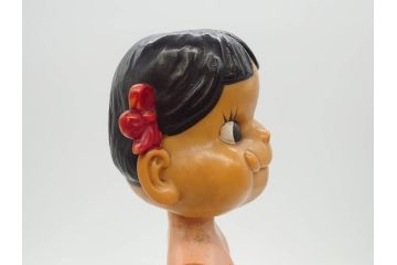 不二家　マスダヤ　木製台座　高さ 約38cm　レトロな雰囲気のペコちゃん人形(着せ替え、首振り、増田屋、玩具)(R-081350)
