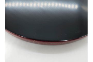 輪島塗　蒔絵　朱塗　雅な佇まいの丸盆2枚セット(お盆、トレイ、トレー、金彩、花唐草、漆器、漆芸)(R-081351)