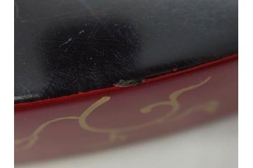 輪島塗　蒔絵　朱塗　雅な佇まいの丸盆2枚セット(お盆、トレイ、トレー、金彩、花唐草、漆器、漆芸)(R-081351)