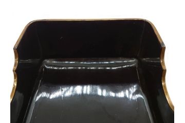 明治期　時代物　蒔絵　漆器　優美で上品な雰囲気の手箱(桜?、花、金彩、木製、漆芸、漆器、文箱、収納箱、手許箱、紐付き)(R-081352)