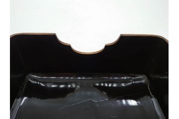 明治期　時代物　蒔絵　漆器　優美で上品な雰囲気の手箱(桜?、花、金彩、木製、漆芸、漆器、文箱、収納箱、手許箱、紐付き)(R-081352)