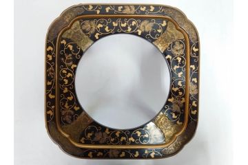 江戸〜明治期　蒔絵　松唐草　火箸　華やかな気品を感じる大名火鉢(木製、漆芸、猫脚、手あぶり)(R-081353)