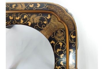 江戸〜明治期　蒔絵　松唐草　火箸　華やかな気品を感じる大名火鉢(木製、漆芸、猫脚、手あぶり)(R-081353)