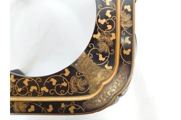 江戸〜明治期　蒔絵　松唐草　火箸　華やかな気品を感じる大名火鉢(木製、漆芸、猫脚、手あぶり)(R-081353)