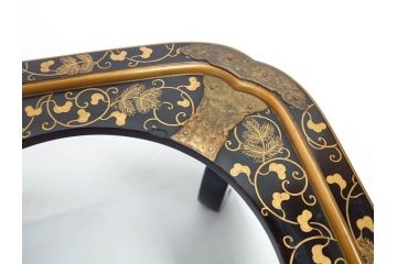 江戸〜明治期　蒔絵　松唐草　火箸　華やかな気品を感じる大名火鉢(木製、漆芸、猫脚、手あぶり)(R-081353)