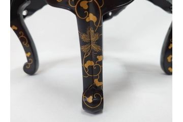 江戸〜明治期　蒔絵　松唐草　火箸　華やかな気品を感じる大名火鉢(木製、漆芸、猫脚、手あぶり)(R-081353)