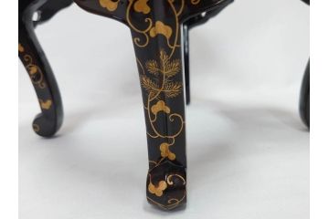 江戸〜明治期　蒔絵　松唐草　火箸　華やかな気品を感じる大名火鉢(木製、漆芸、猫脚、手あぶり)(R-081353)